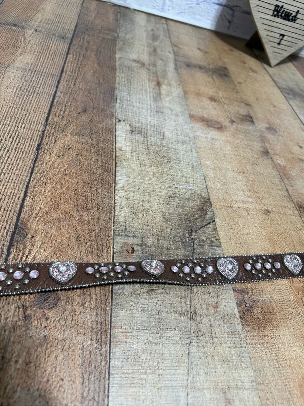Nocona Girls Pink Heart Concho Belt Brown Rhinestone - N4425202 Size 24 Pre owne